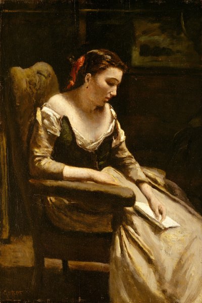 The Letter by Jean Baptiste Camille Corot